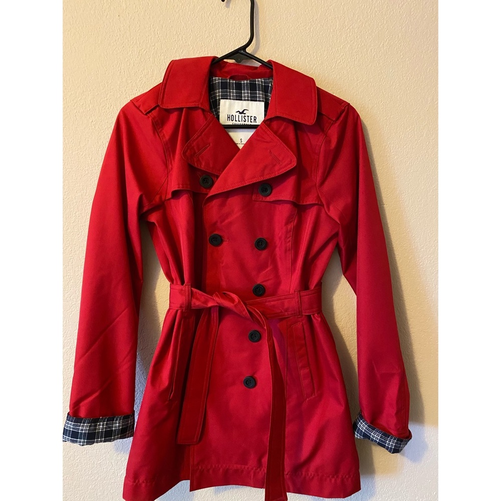Hollister Red Trench Coat